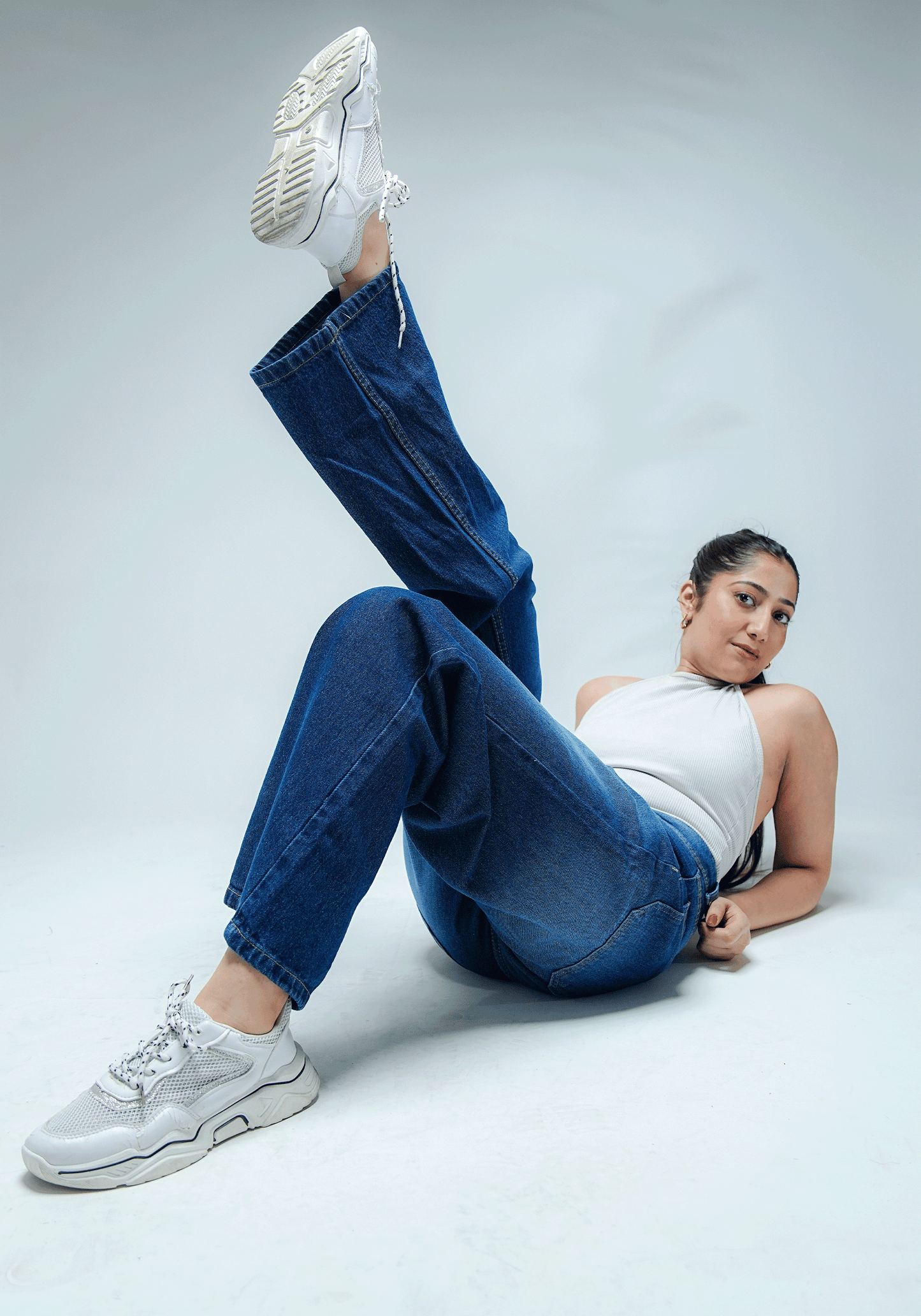 Wide Leg Jeans with Whiskers