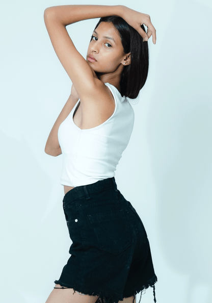 High-Waisted Black Denim Shorts for Women