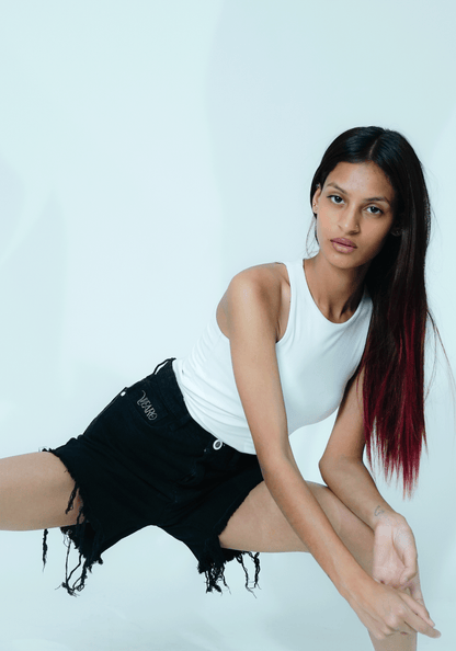 High-Waisted Black Denim Shorts for Women