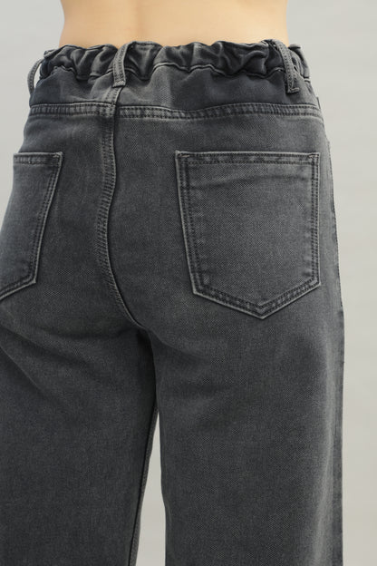 Charcoal Black No Gap Wide Jeans