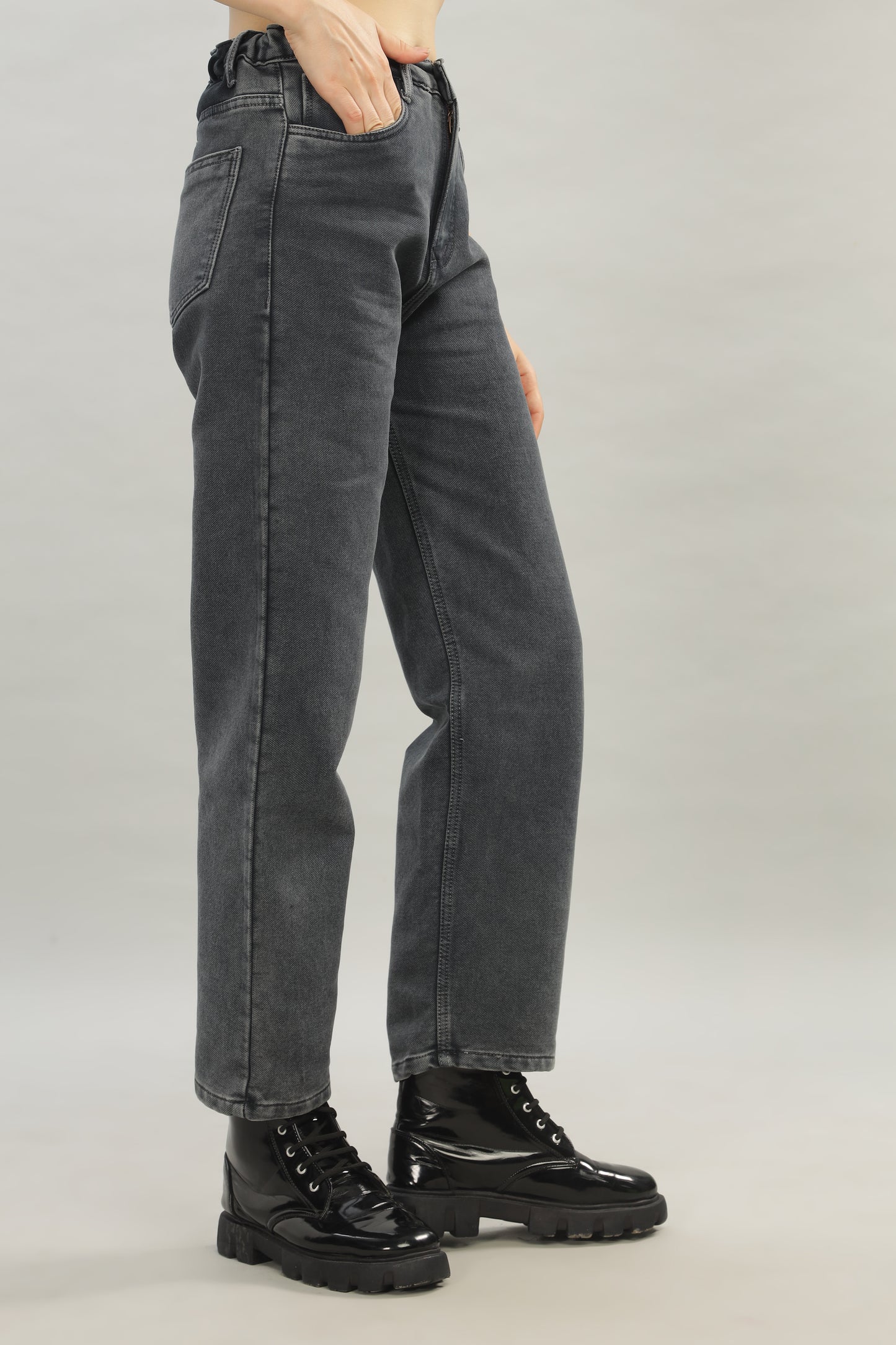 Charcoal Black No Gap Wide Jeans
