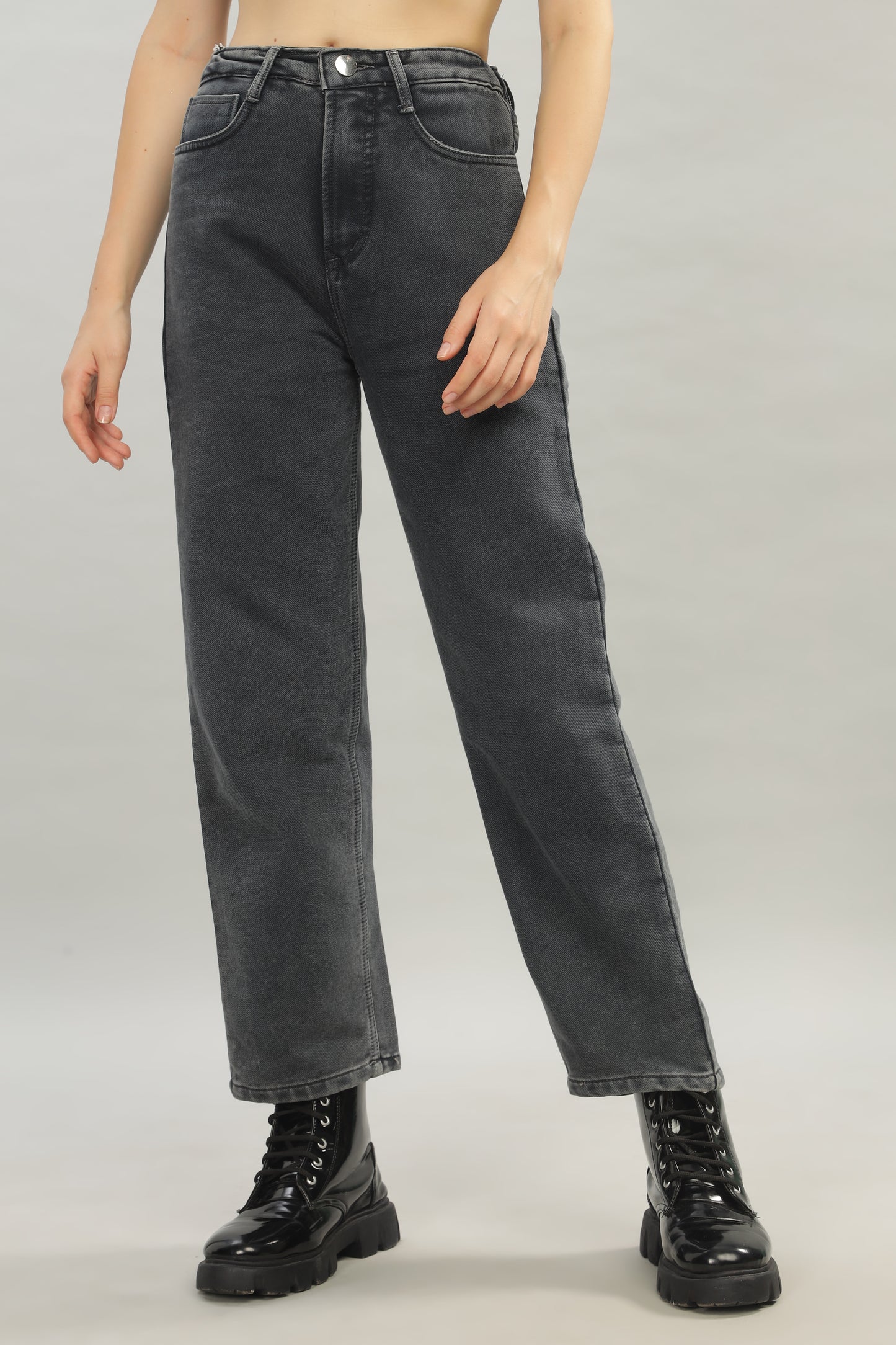 Charcoal Black No Gap Wide Jeans