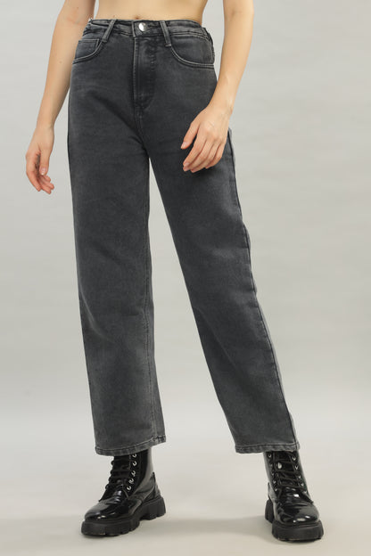 Charcoal Black No Gap Wide Jeans