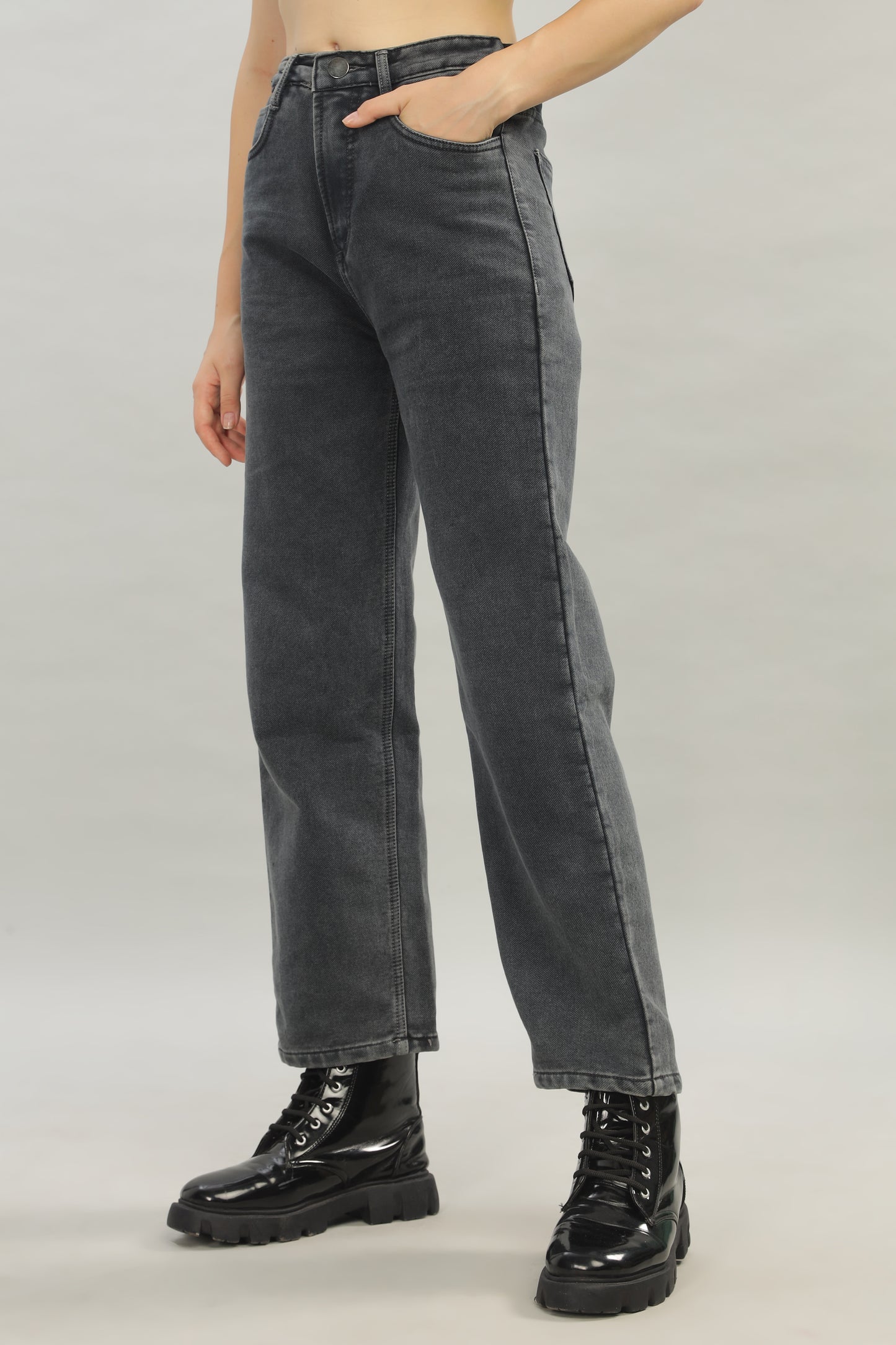Charcoal Black No Gap Wide Jeans