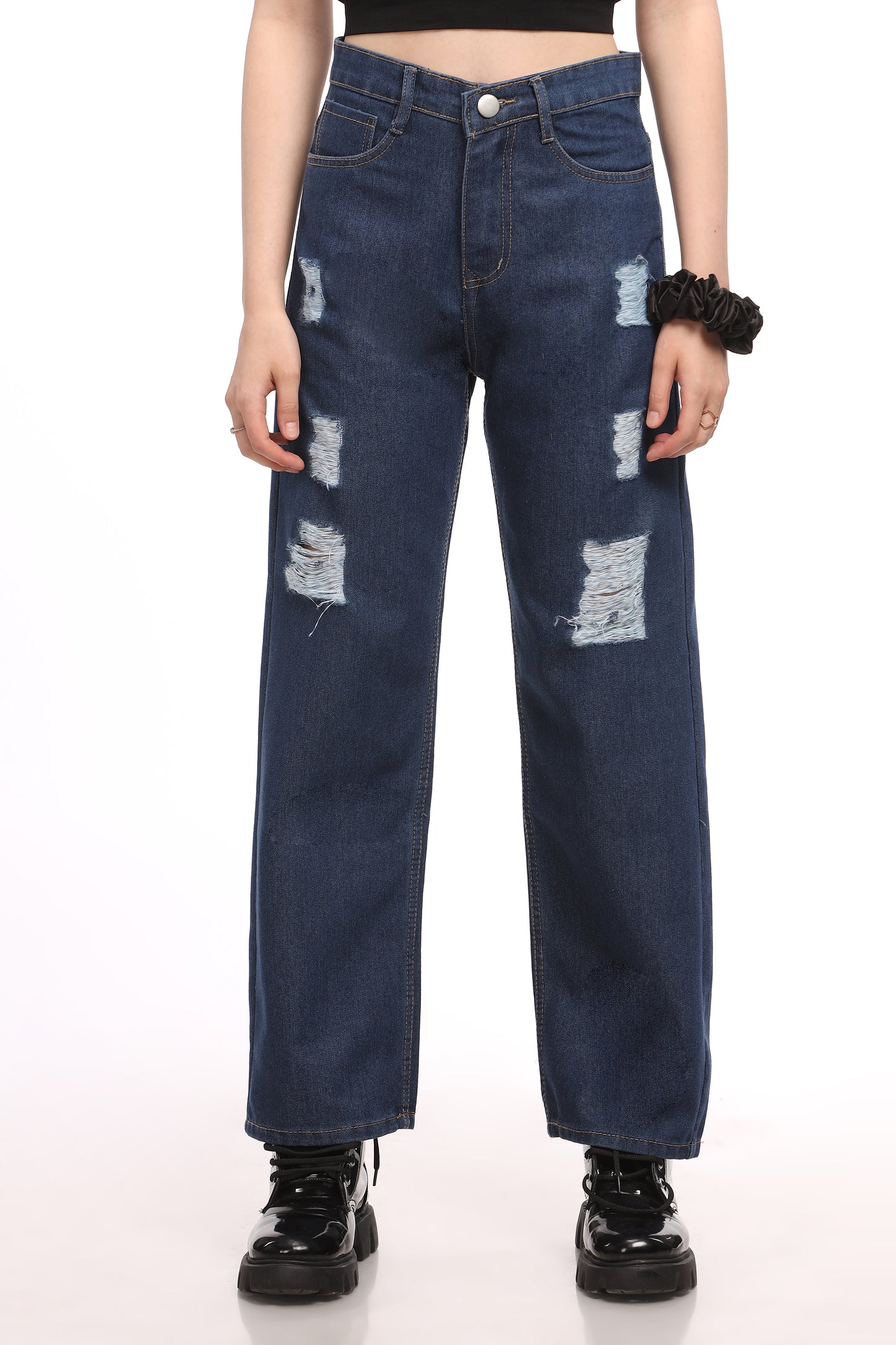 Blue Rugged Relaxed Fit Jeans