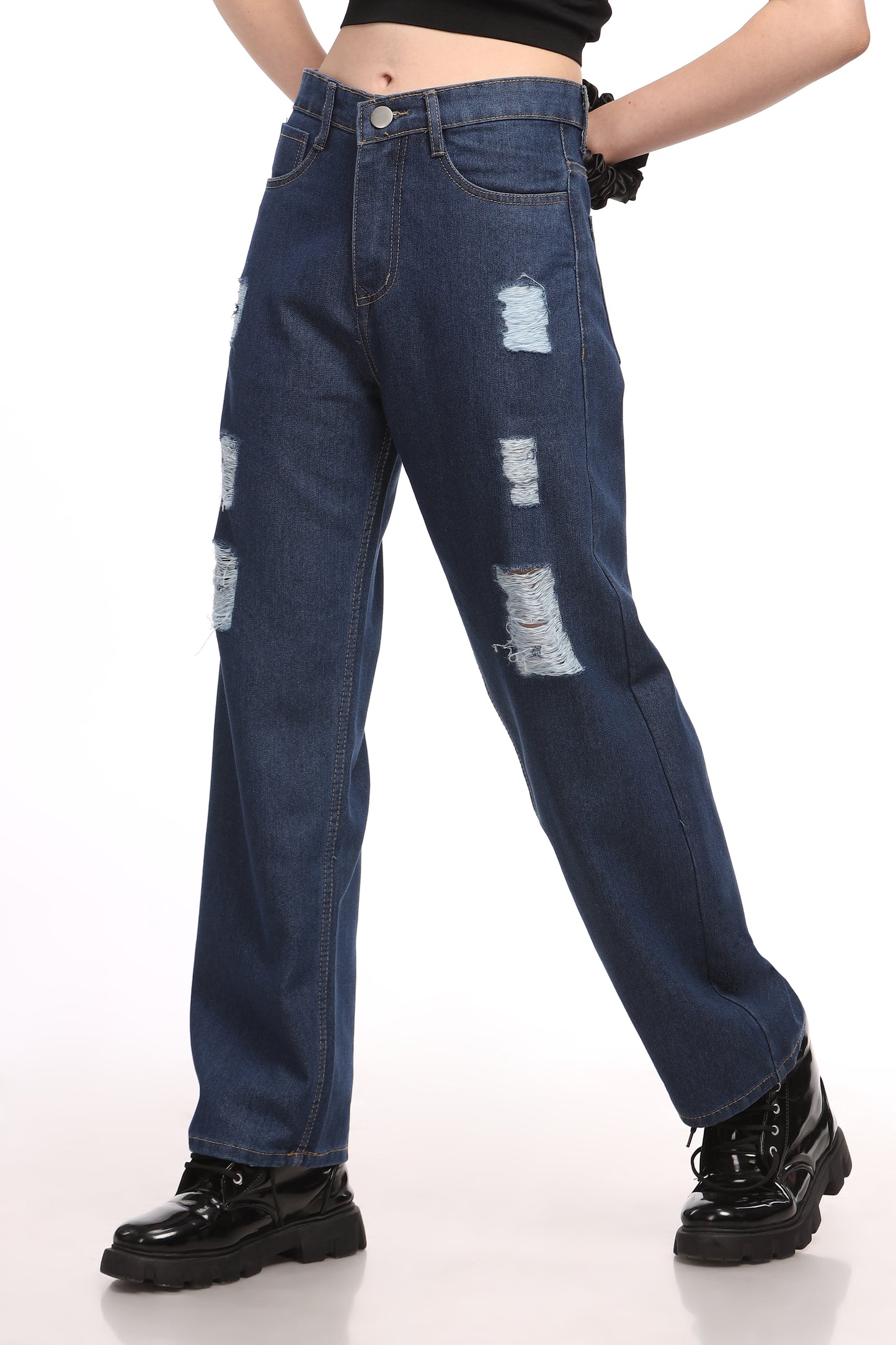 Blue Rugged Relaxed Fit Jeans