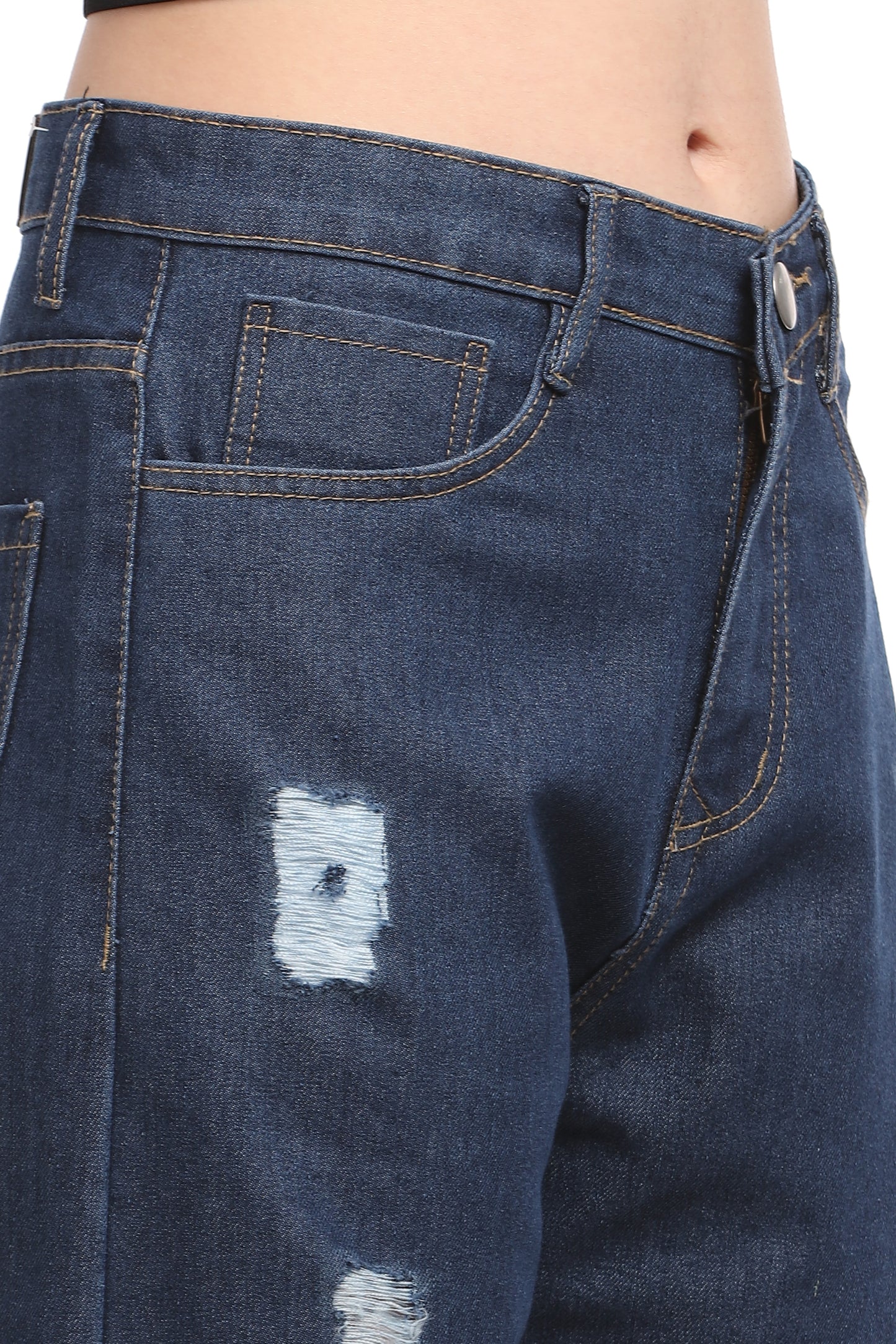 Blue Rugged Relaxed Fit Jeans
