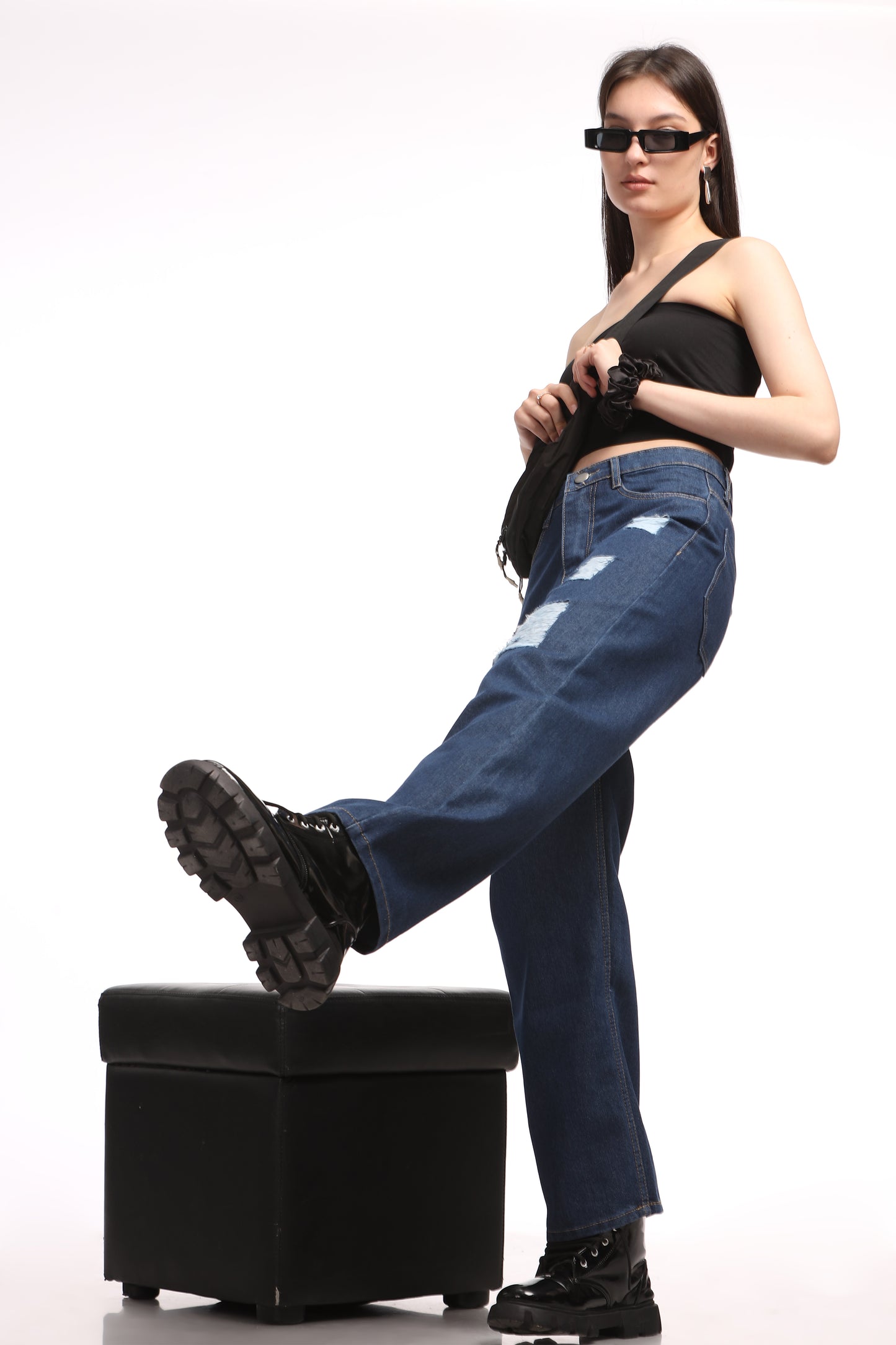Blue Rugged Relaxed Fit Jeans