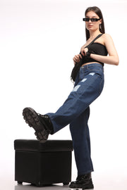 Blue Rugged Relaxed Fit Jeans