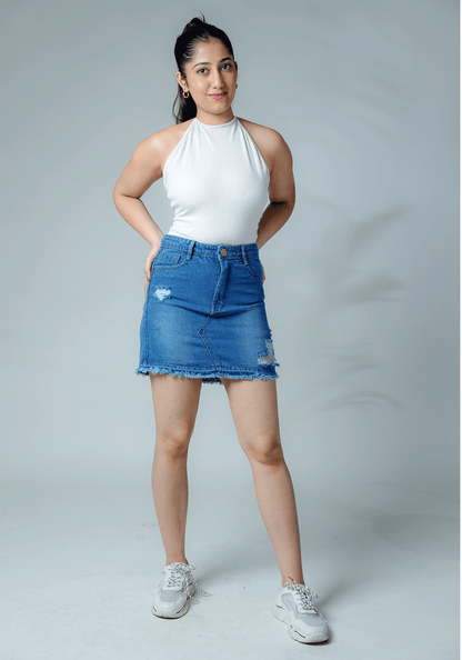 Sexy Blue Ripped Denim Skirt – Bold, Flirty & Unapologetically You