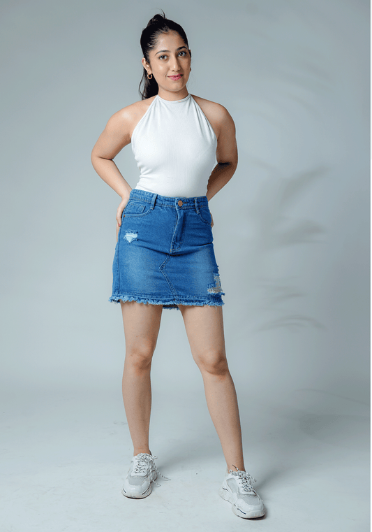 Sexy Blue Ripped Denim Skirt – Bold Flirty & Unapologetically You