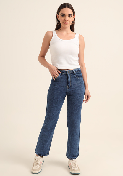 Sexy Blue Stretch Relaxed Fit Jeans for Women