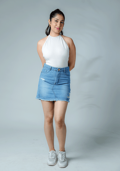 Light Blue Ripped Denim Skirt – Flirty, Fierce & Unapologetic! 💙