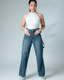 Dark Grey Wide Leg Jeans with Waist Buckle