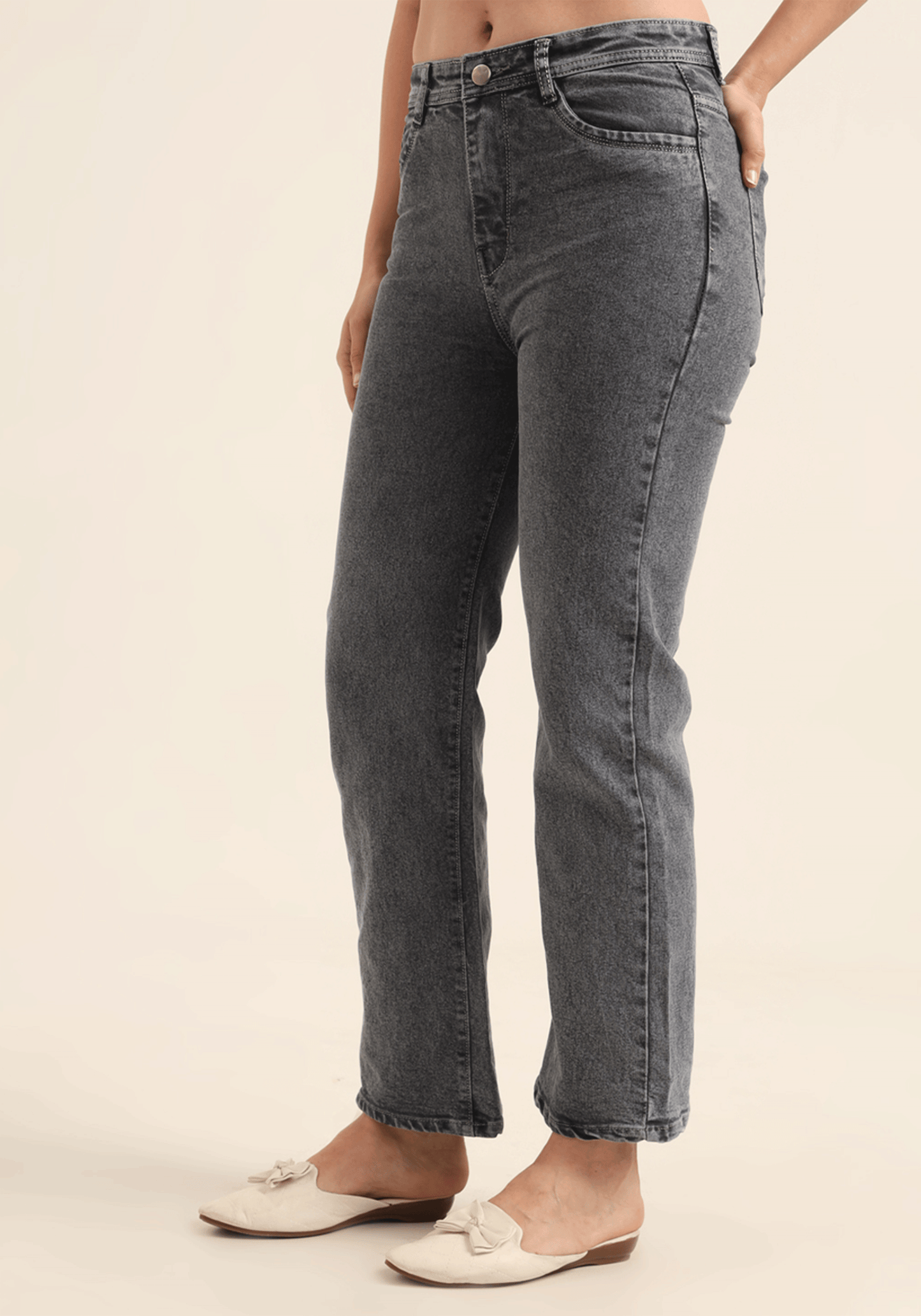 Grey Stretch Relaxed Fit Women's Jeans