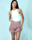 High-Waisted Rusty Pink Denim Shorts for Women