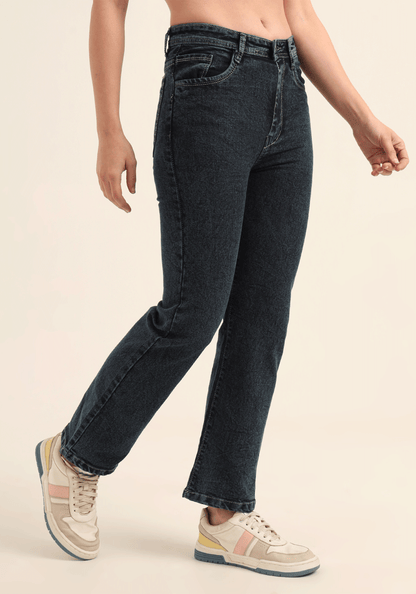 Women's Stretchable Relaxed Fit Dark Blue Jeans