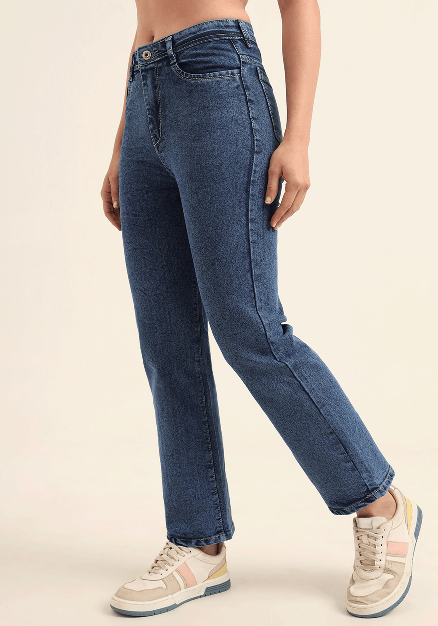 Sexy Blue Stretch Relaxed Fit Jeans for Women