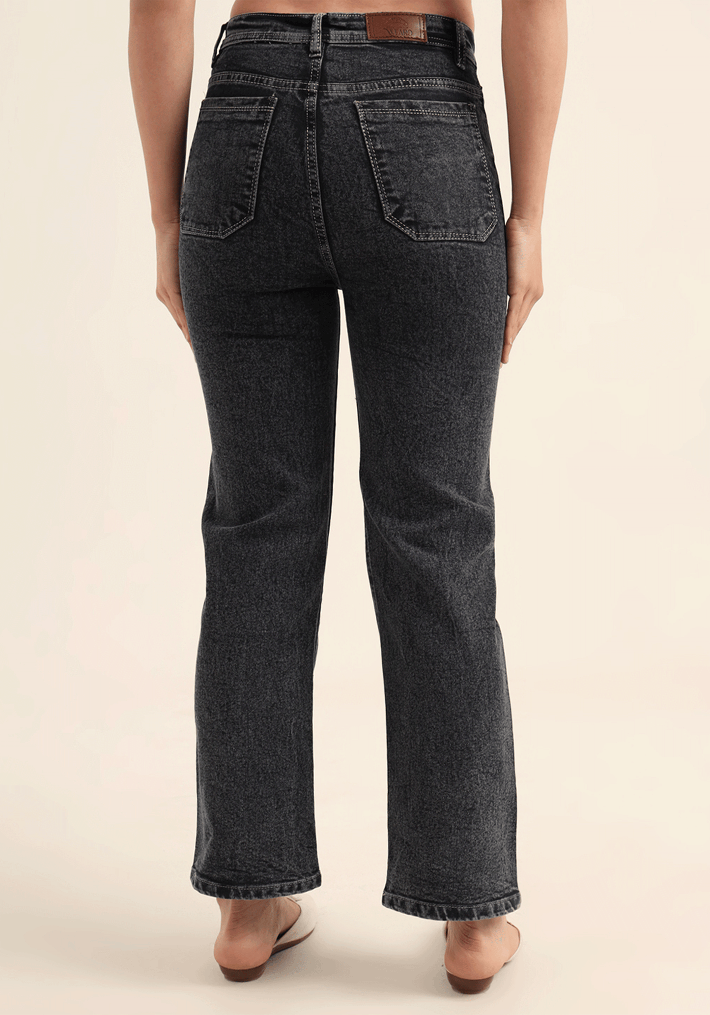 Charcoal Black Stretch Relaxed Fit Jeans for Women
