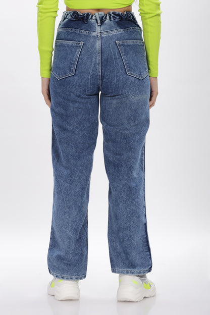 Sexy Blue No Gap Wide Jeans