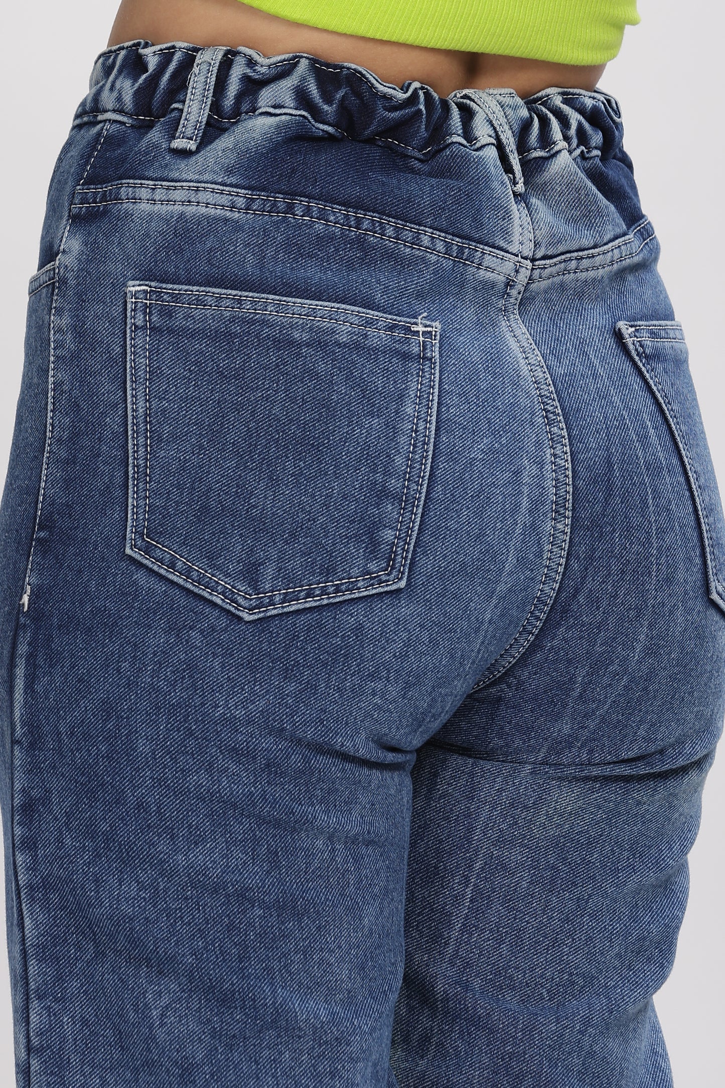Sexy Blue No Gap Wide Jeans