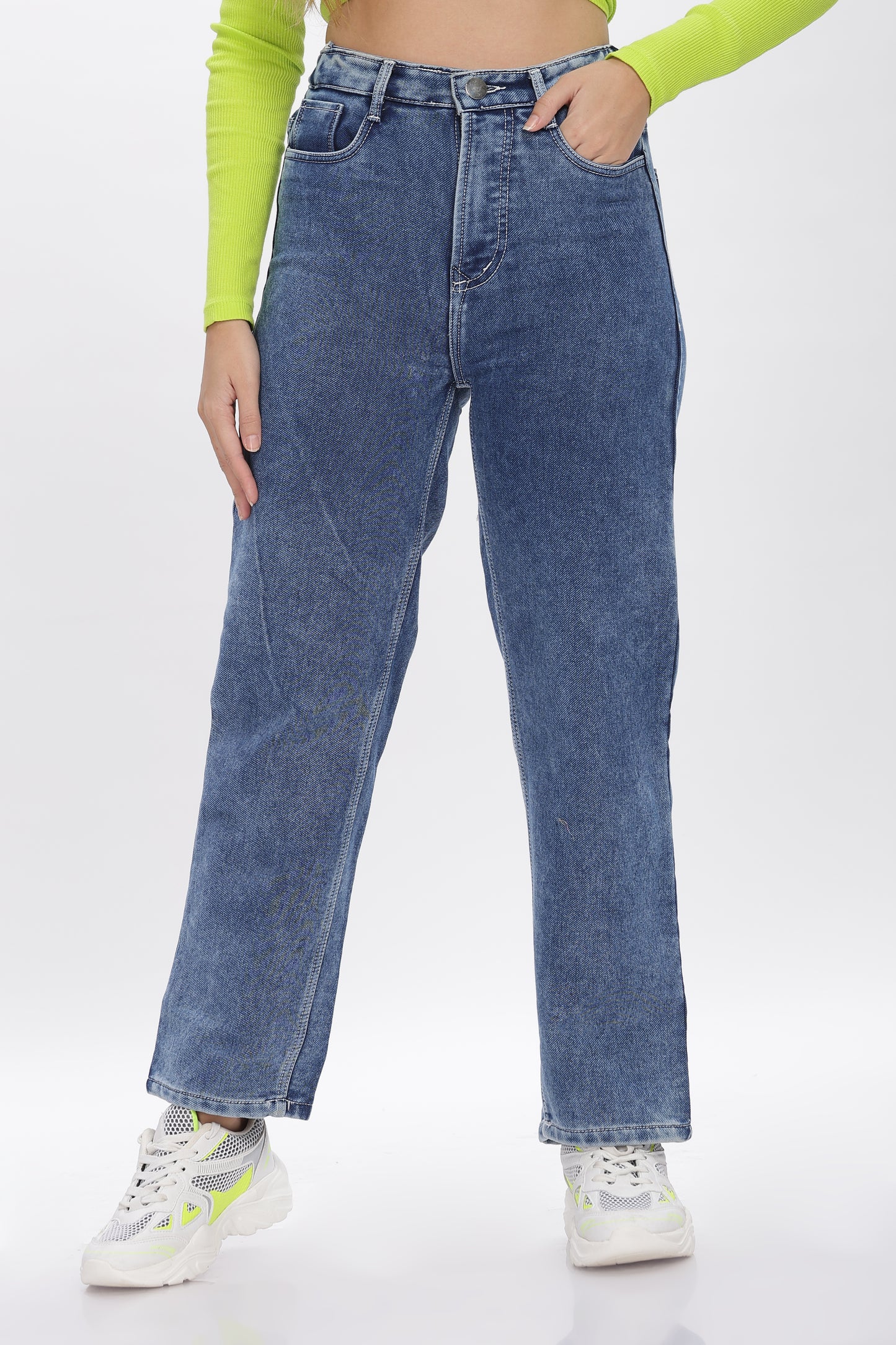 Sexy Blue No Gap Wide Jeans
