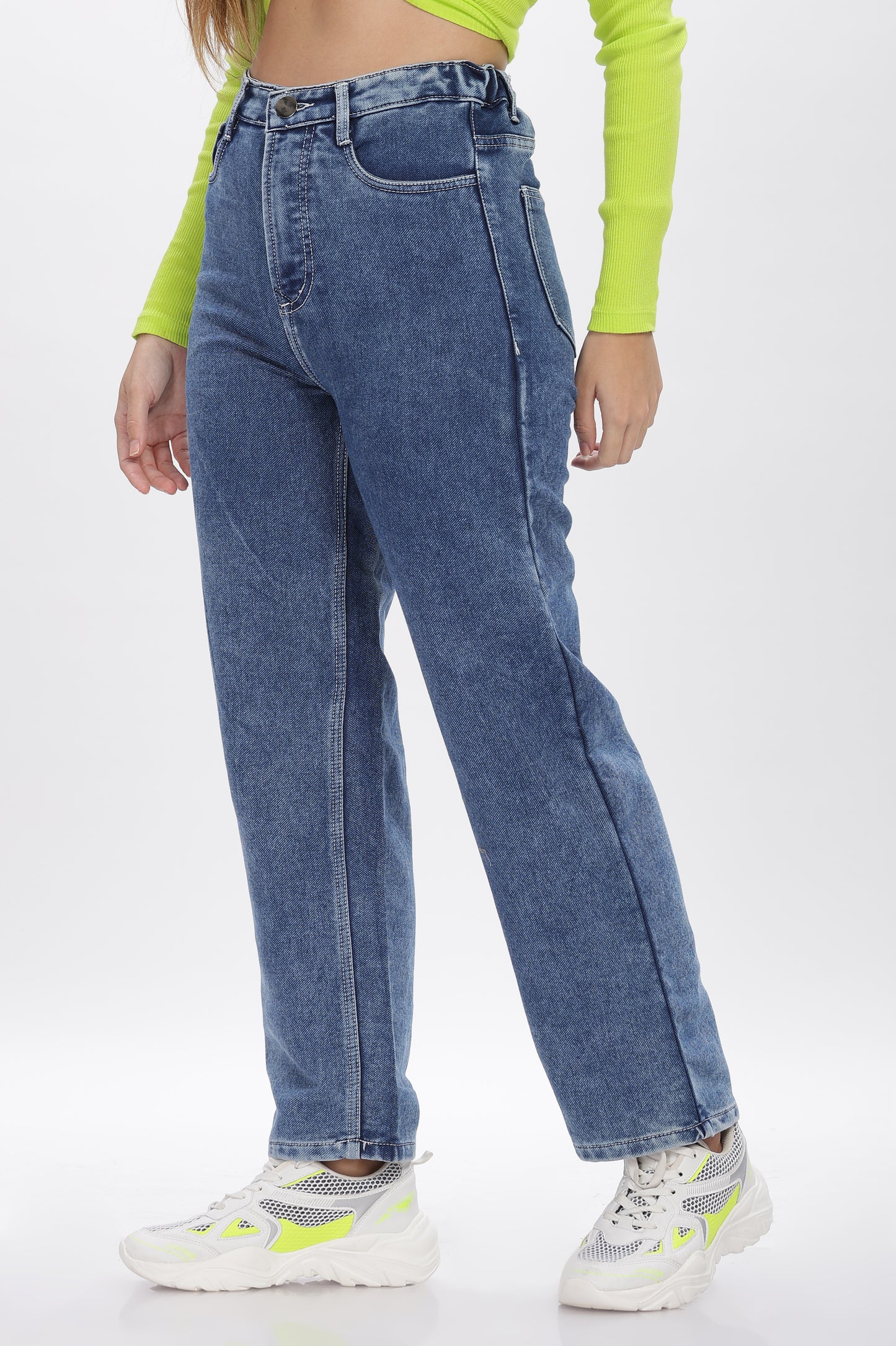 Sexy Blue No Gap Wide Jeans
