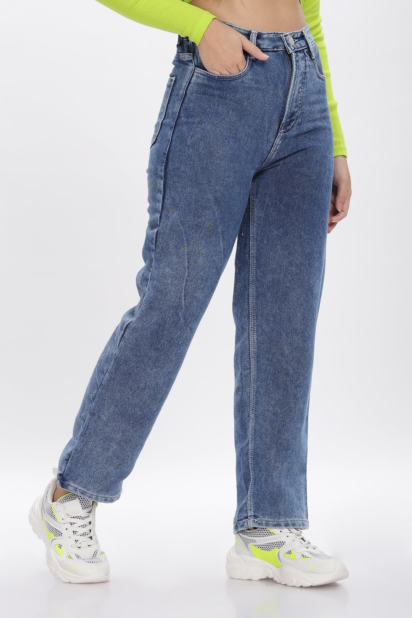 Sexy Blue No Gap Wide Jeans