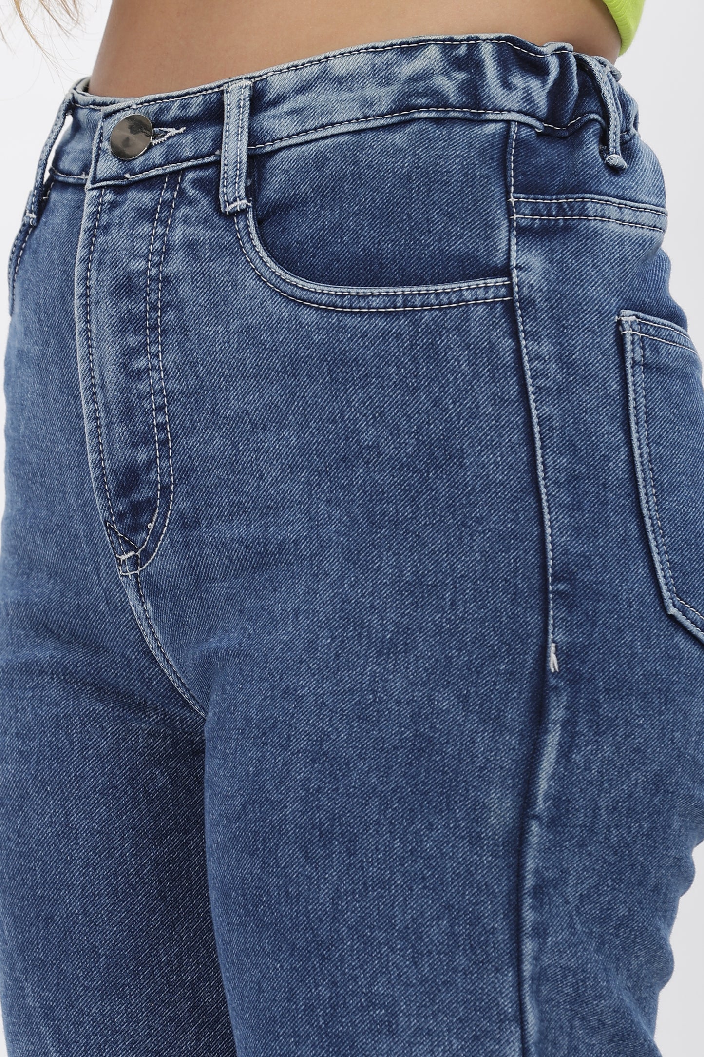 Sexy Blue No Gap Wide Jeans