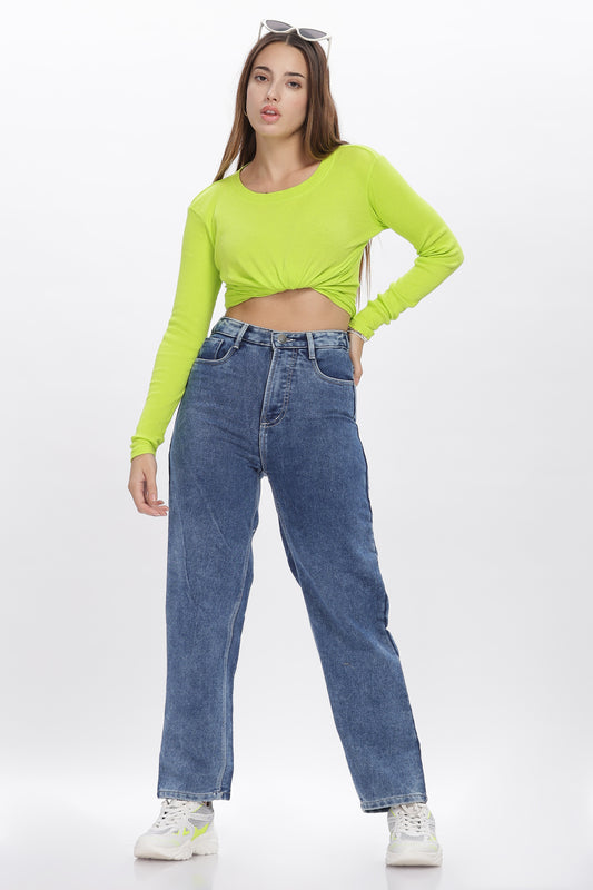 Sexy Blue No Gap Wide Jeans
