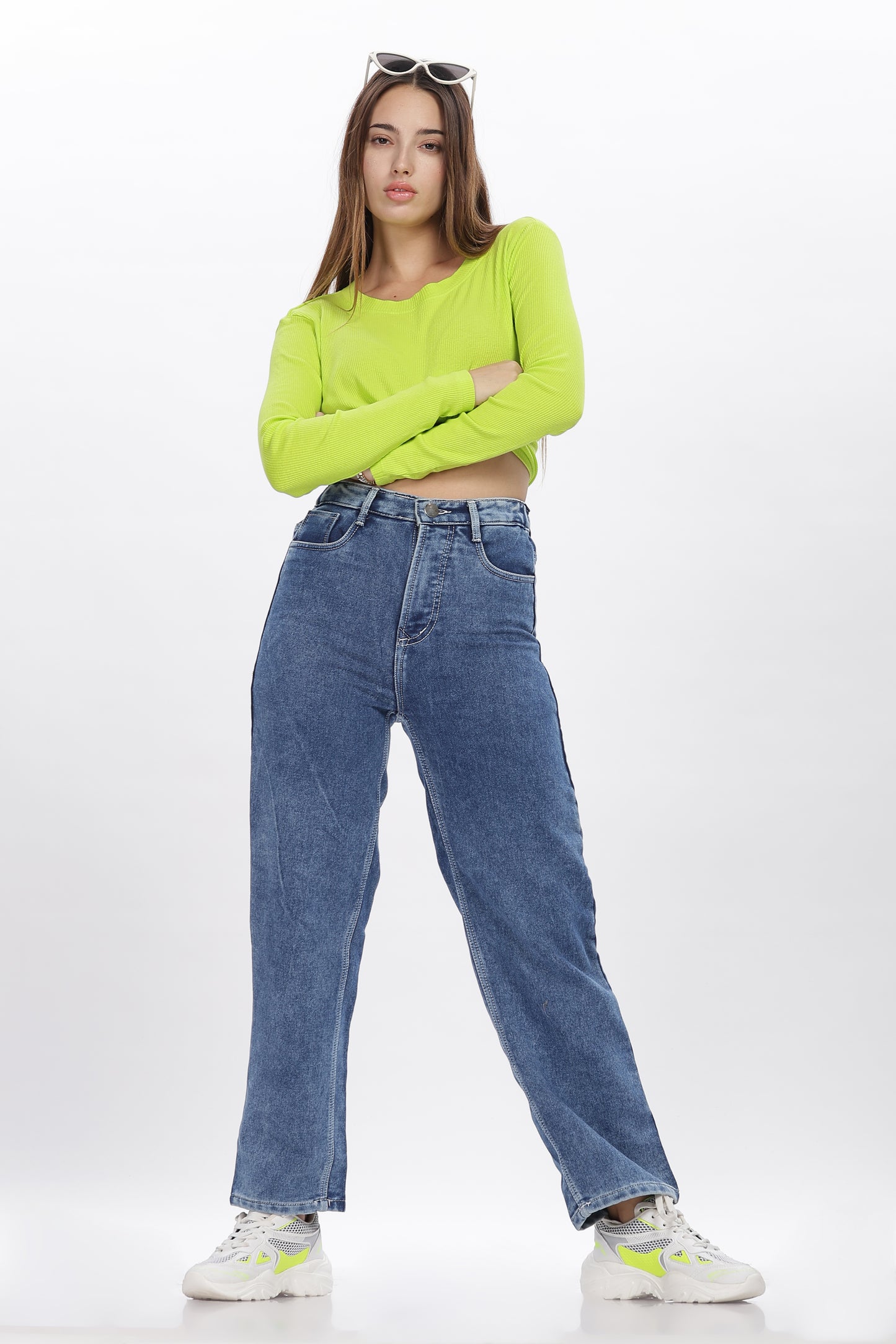 Sexy Blue No Gap Wide Jeans