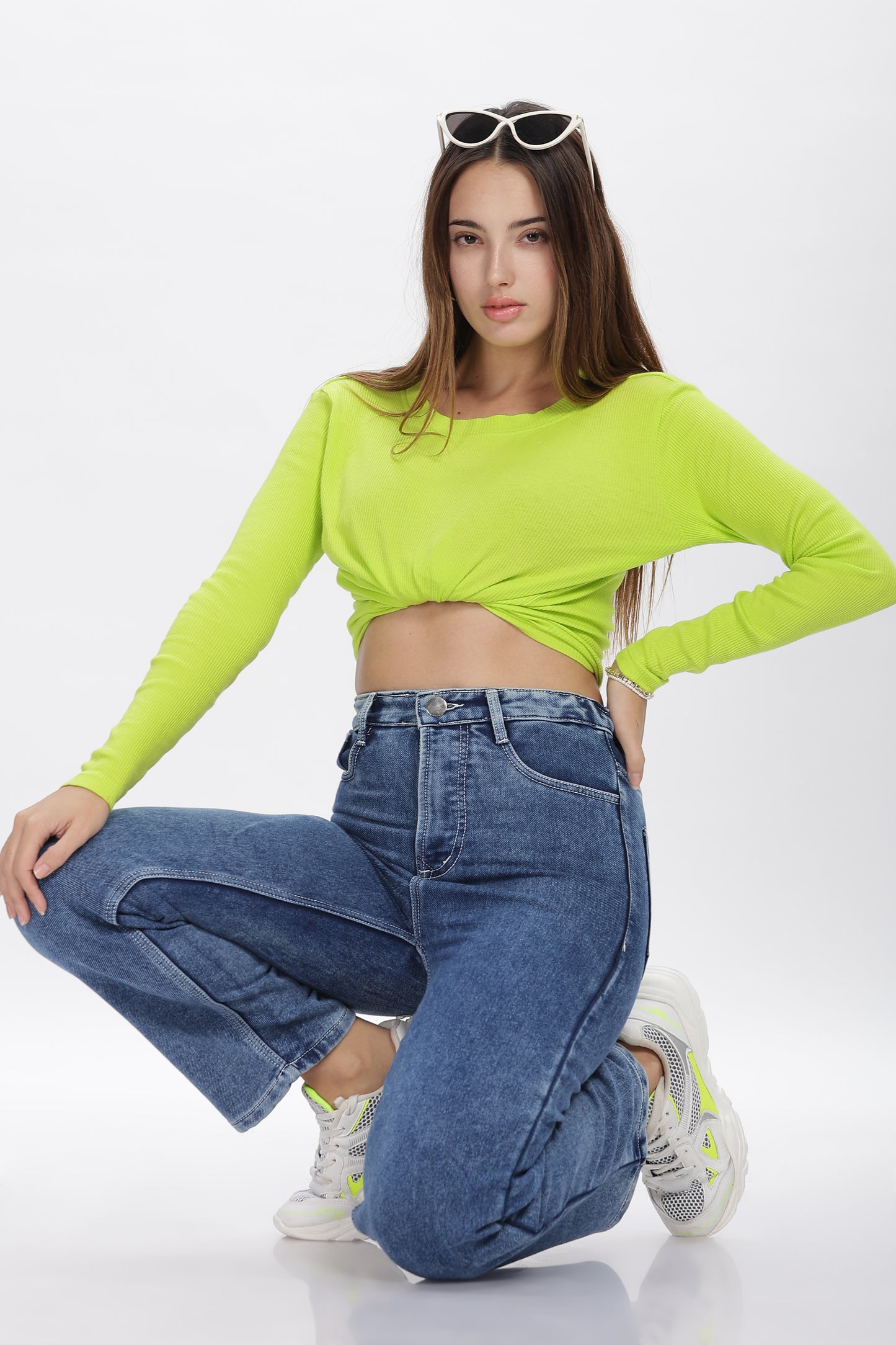 Sexy Blue No Gap Wide Jeans