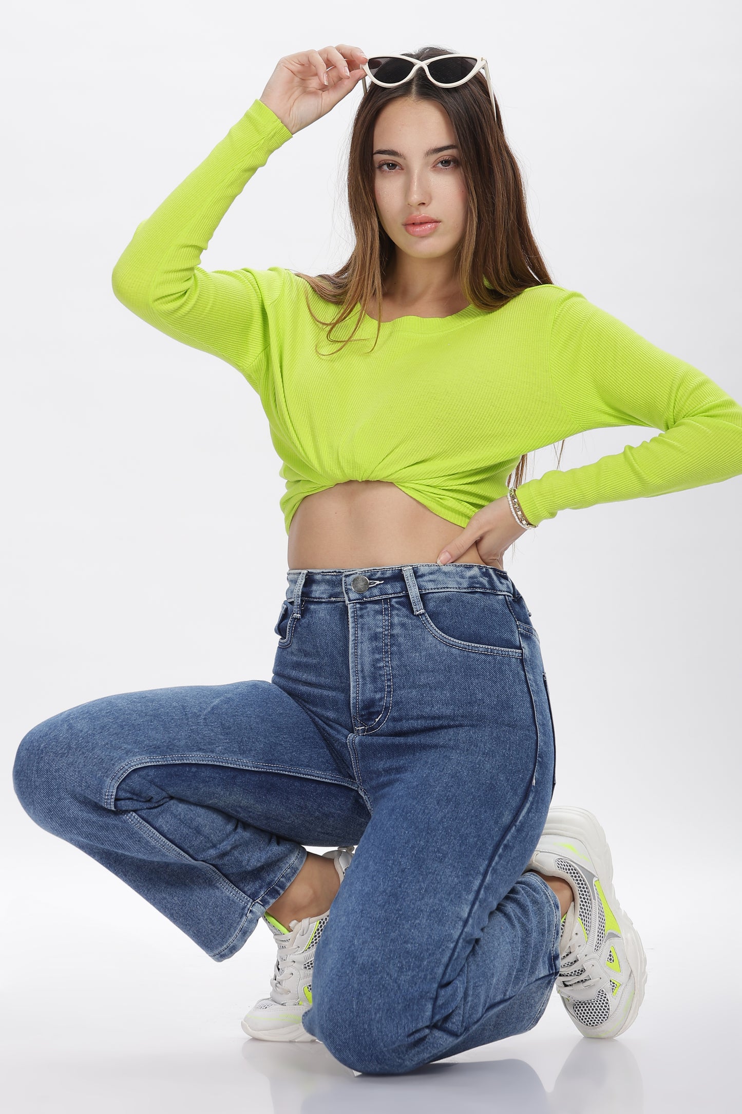 Sexy Blue No Gap Wide Jeans