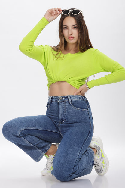 Sexy Blue No Gap Wide Jeans