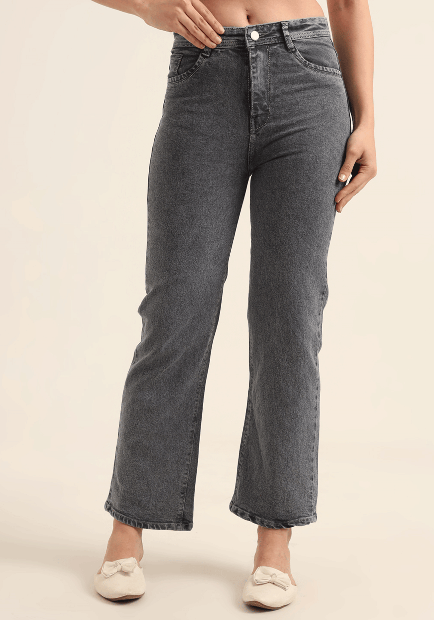 Grey Stretch Relaxed Fit Women's Jeans