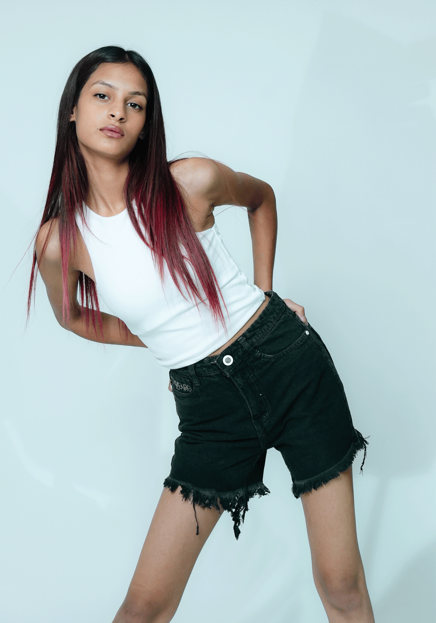 High-Waisted Dark Green Denim Shorts for Women