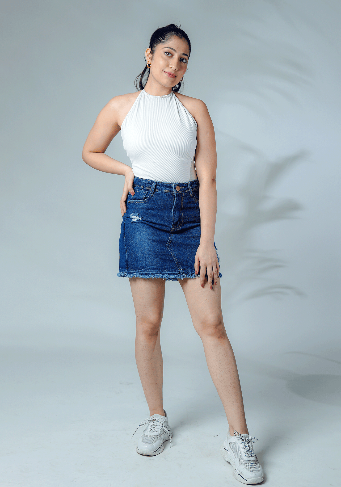 Dark Blue Ripped Denim Skirt – Edgy Effortless & Unapologetically Sexy