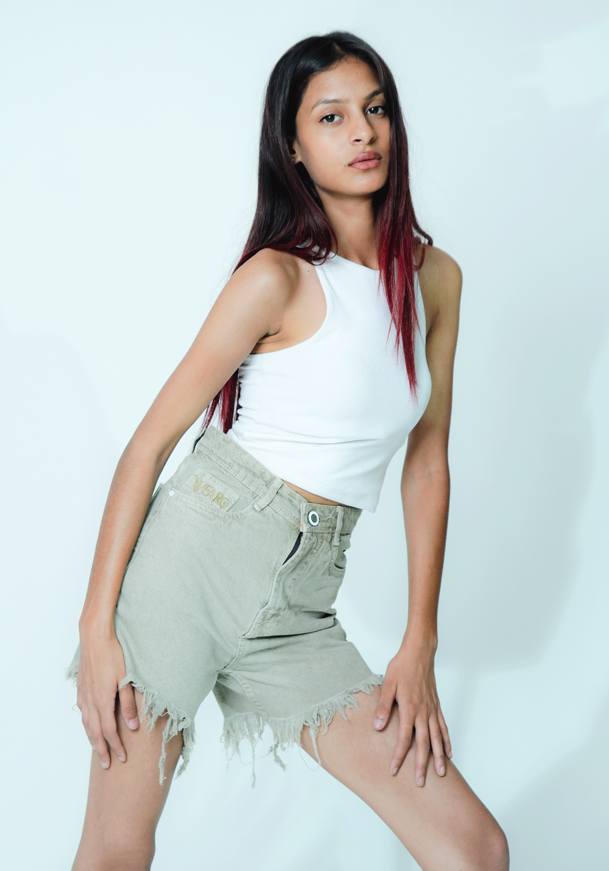 Khaki Denim Shorts