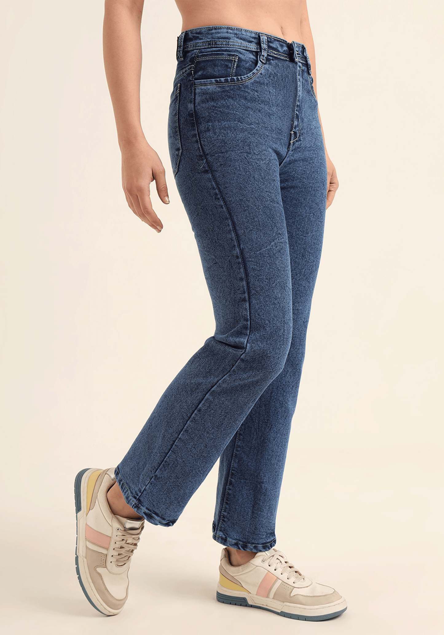 Sexy Blue Stretch Relaxed Fit Jeans for Women