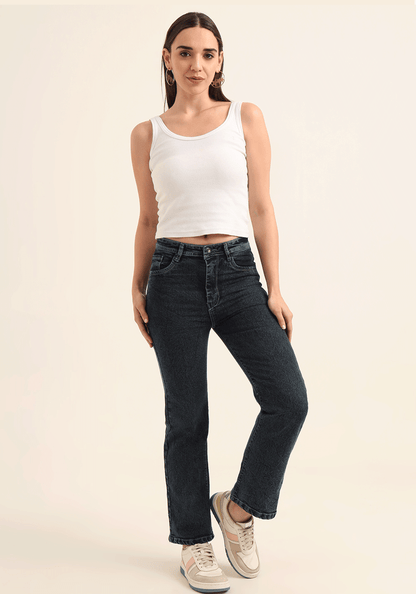 Women's Stretchable Relaxed Fit Dark Blue Jeans