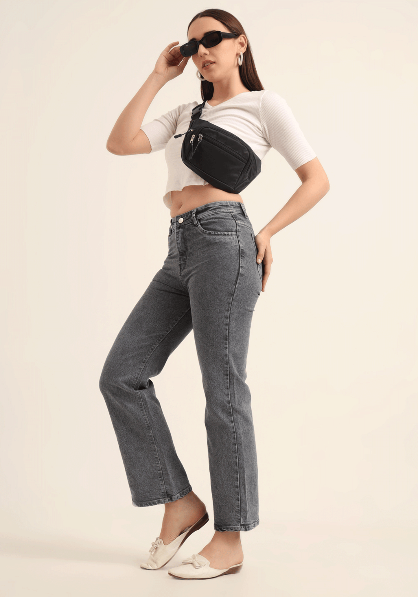 Grey Stretch Relaxed Fit Women's Jeans