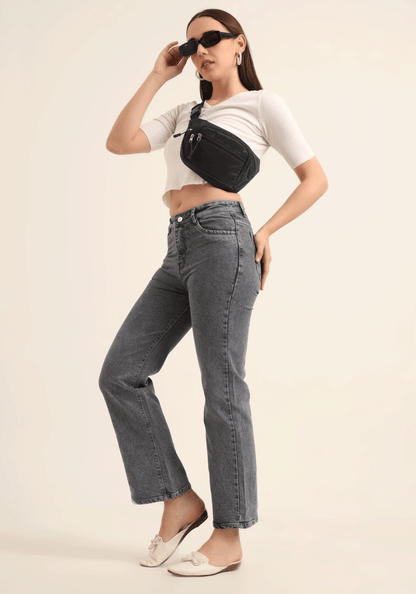 Grey Stretch Relaxed Fit Women's Jeans