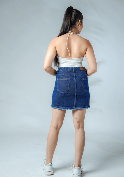 Dark Blue Ripped Denim Skirt – Edgy Effortless & Unapologetically Sexy