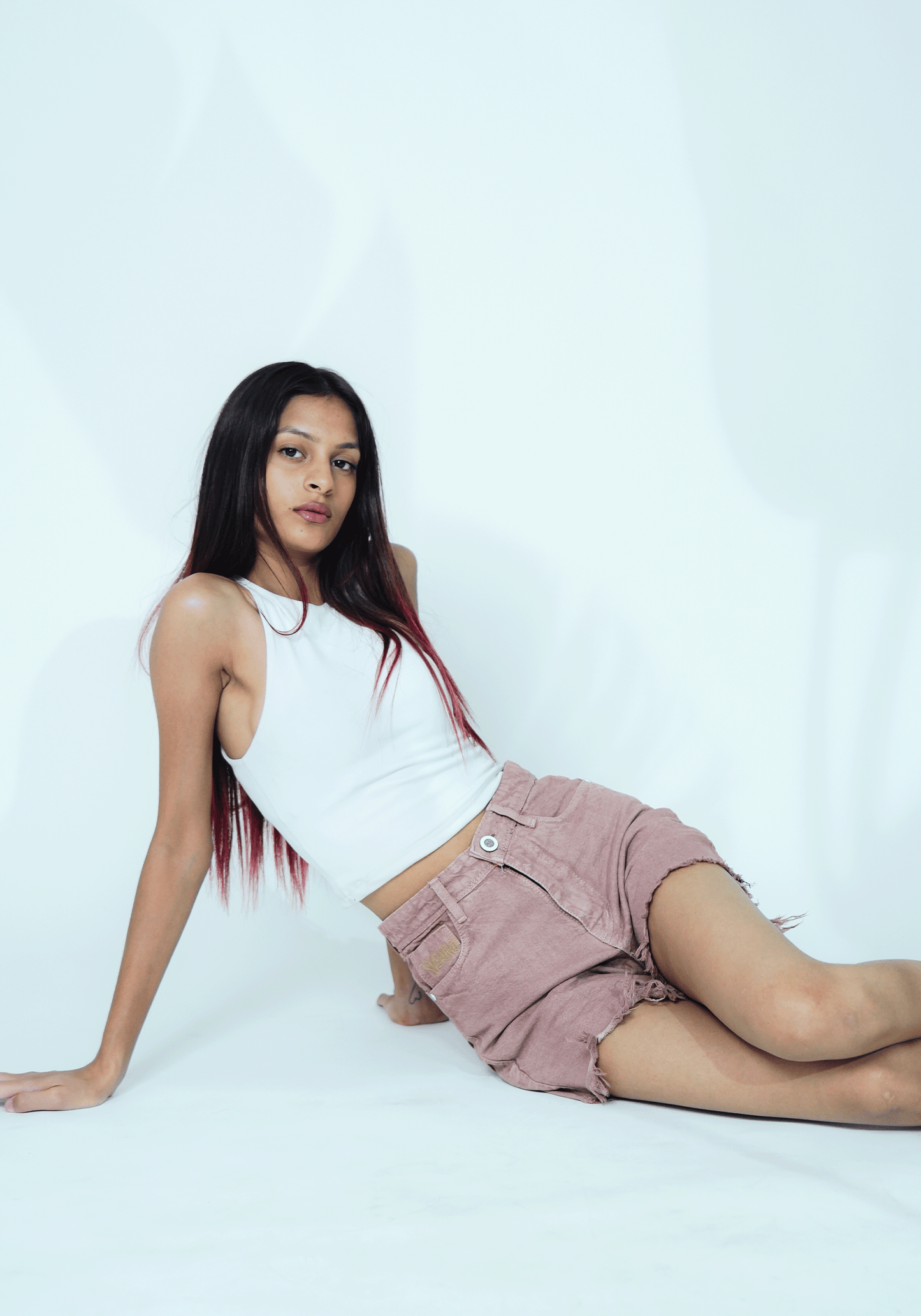 High-Waisted Rusty Pink Denim Shorts for Women