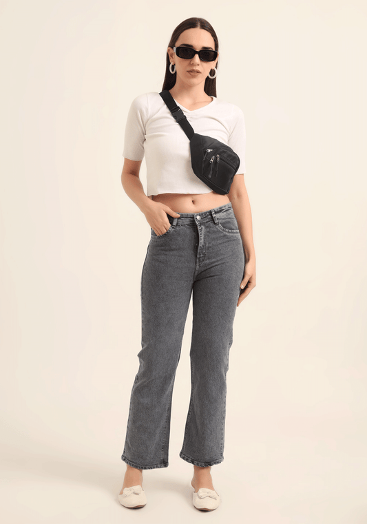 Grey Stretch Relaxed Fit Women's Jeans