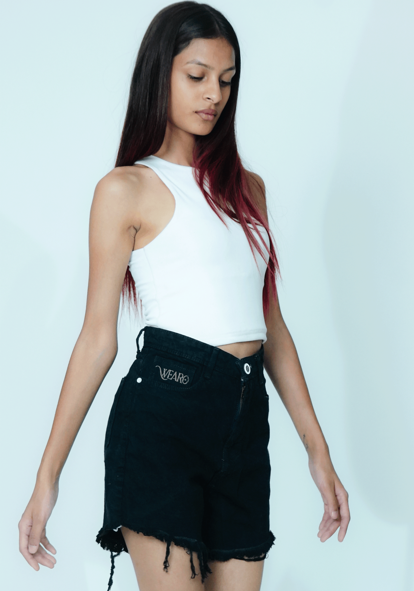High-Waisted Black Denim Shorts for Women