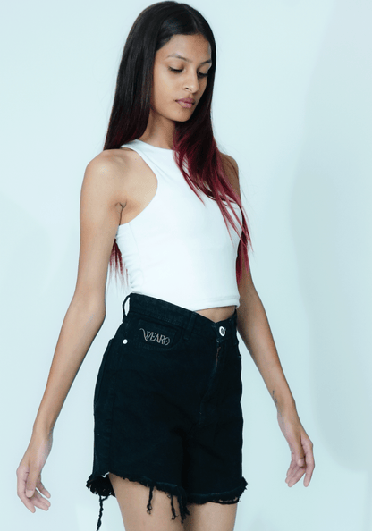 High-Waisted Black Denim Shorts for Women