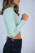 Wide-Leg Buckle Jeans (Deep Blue)